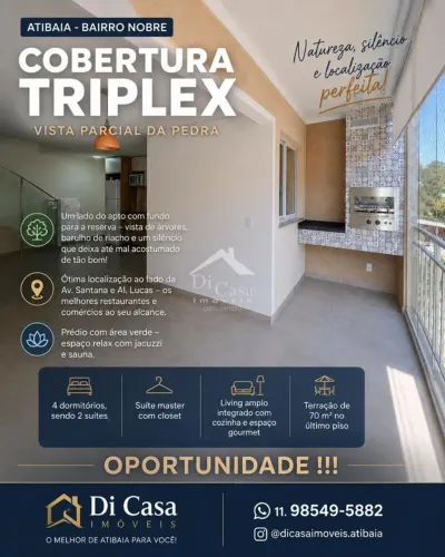 Cobertura Triplex em Atibaia - Bairro nobre