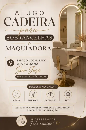 Alugo cadeira / espaço para profissional de sobrancelha ou maquiadora