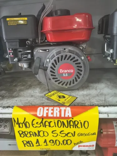 Motor estacionário Branco B4T 5,5CV Gasolina Eixo H - produto novo.