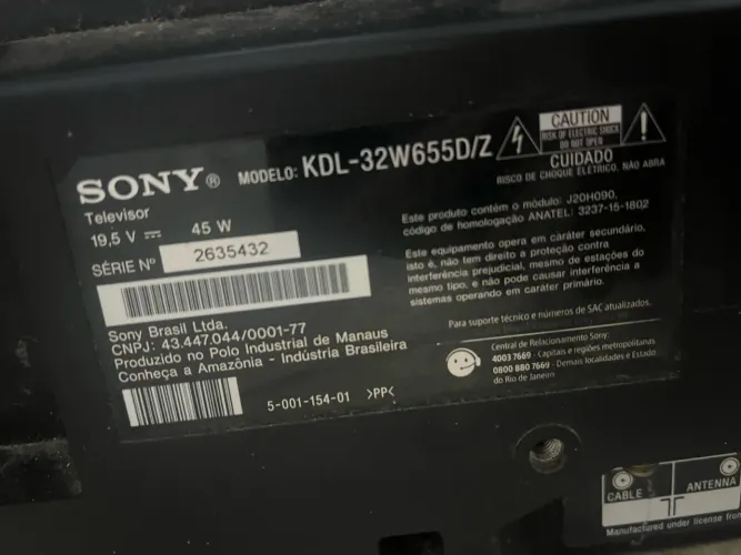 Televisão Sony 32 polegadas com defeito