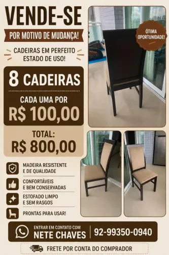 VENDE-SE CADEIRAS DE JANTAR