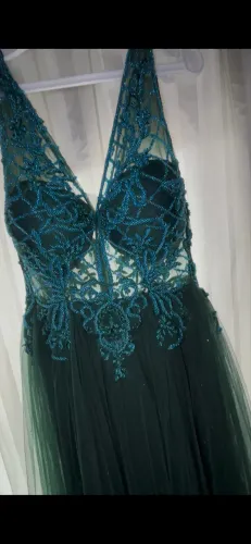 Vestido de festa verde esmeralda