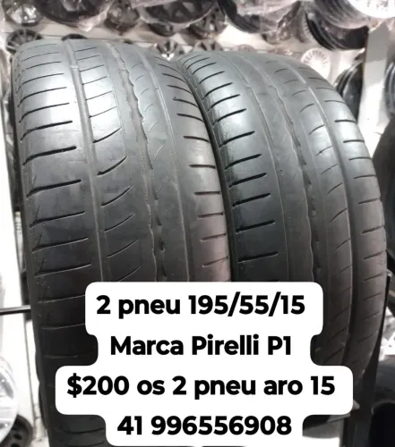 Pneus 195/55/15 marca Pirelli $200 os 2 pneu aro 15 usados roda muito ainda não é remold