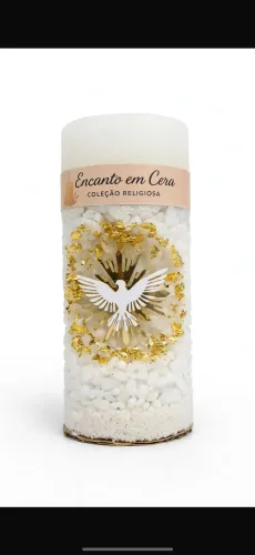VELA DIVINO ESPÍRITO SANTO - COLEÇÃO RELIGIOSA ENCANTO EM CERA 