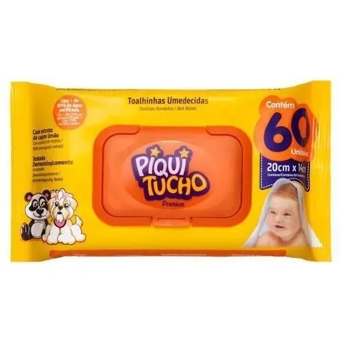 Kit 3 Pacotes Lenço umedecido piquitucho 60un