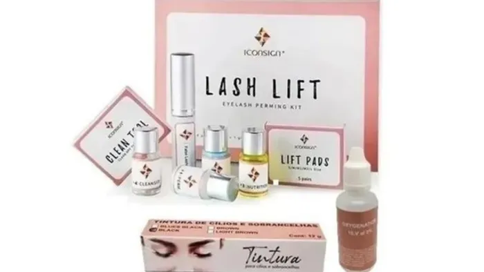 permanente de cilios lash lift com tintura+oxidante Para Cílios E Sobrancelhas Iconsign.