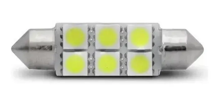 Par Lampada Teto Porta Mala Torpedo 6 Led 36mm 6000k 12v