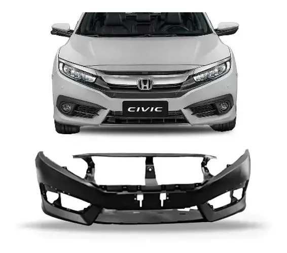 Parachoque Honda Civic 2017 à 2019 - Furo Farol Auxiliar - Preto Liso - TYG