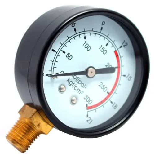 Manômetro para compressor de ar até 200 libras rosca ¼ BSPT diâmetro 52 mm novo.