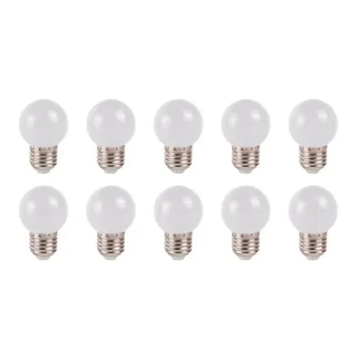 KIT 10 LÂMPADA BOLINHA LED BRANCO FRIO 2.5W E-27