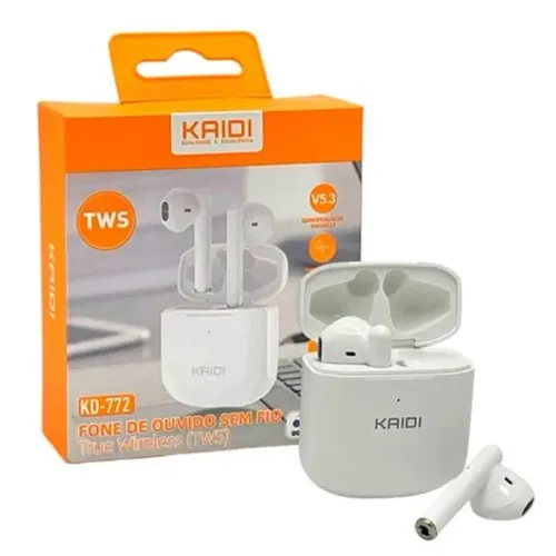 Fone Bluetooth (Sem Fio) Kaidi tws Smart Touch V5.1 Kd-771 branco