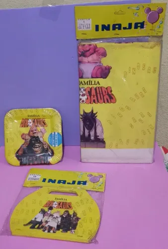 Kit de Festa Família Dinossauro - Produto raro, Vintage, Antigo - anos 80/90