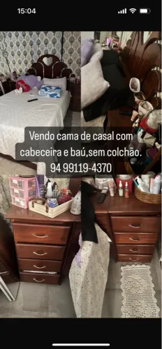 Cama de casal com cabeceira e baú