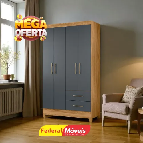 Guarda Roupa em Promoção 4 Portas 1,03m - Entregamos