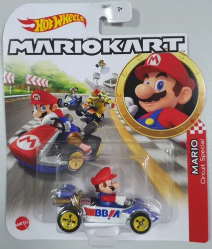 Carrinho Mario Kart Hot Wheels 1:64 - Mattel Gbg25 Cor Mario Circuit Special