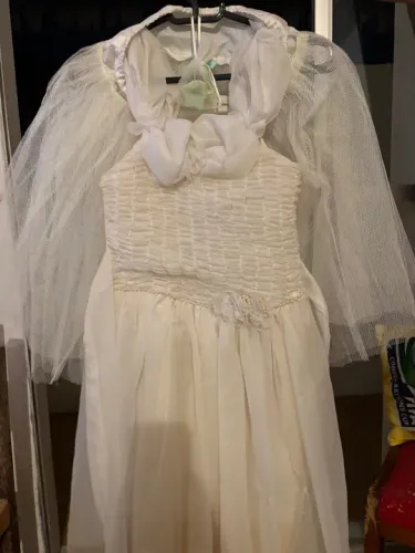 Vestido 1 comunhao de Festa Branco para Menina