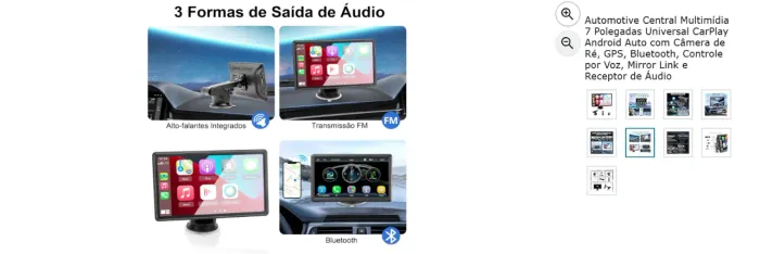 Automotive Central Multimídia 7 Polegadas Universal CarPlay Android Auto com Câmera de Ré,