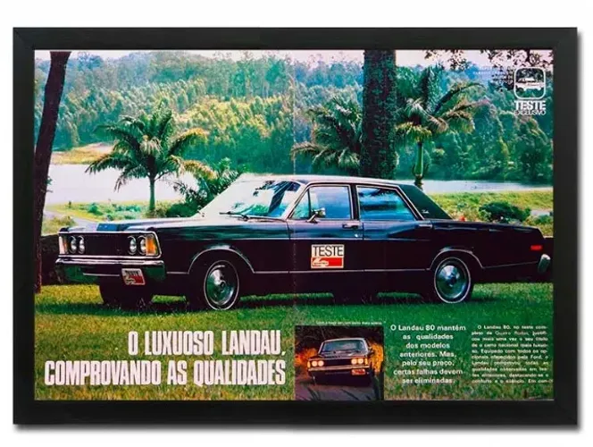 Ford Landau 1980 - Quadro decorativo com matéria original de revista