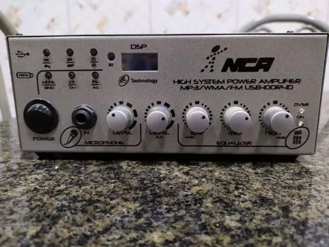 Amplificador de Som Ambiente AB100-R4 FM/USB 100 Watts RMS 8 Ohms - NCA