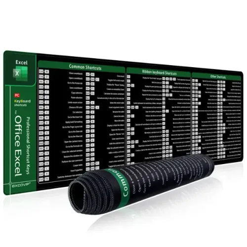 Mouse Pad Atalhos Excel Com Base Antiderrapante, 900x300x2mm