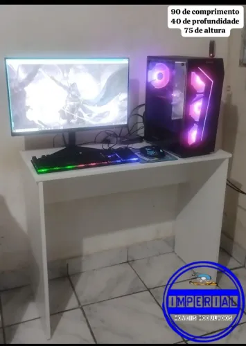 Mesa Gamer Branca - 90cm x 40cm x 75cm