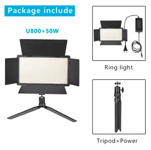 Iluminação LED u800 + 50w para Filmagem e fotografia 