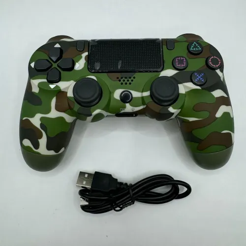 Controle Sem Fio Compativel Ps4 Com Logo Camuflado Dualshock Cor Verde<br>