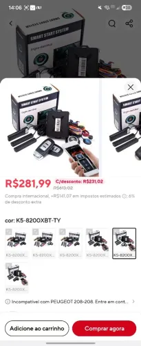 KIT Startop+alarme+chave presencial+gps+sensores