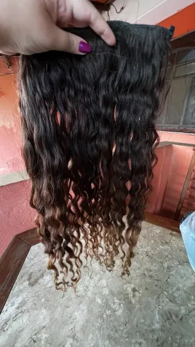 Cabelo Humano 55cm Indiano Cacheado na tela 