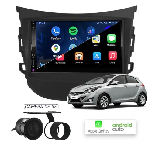 Kit Multimídia HB20 2012 até 2019 7 Pol CarPlay AndroidAuto USB Bt FM