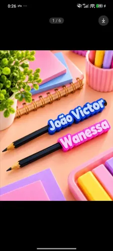 Lápis Personalizado com Nome em 3D - Presente Criativo para Volta às Aulas ?