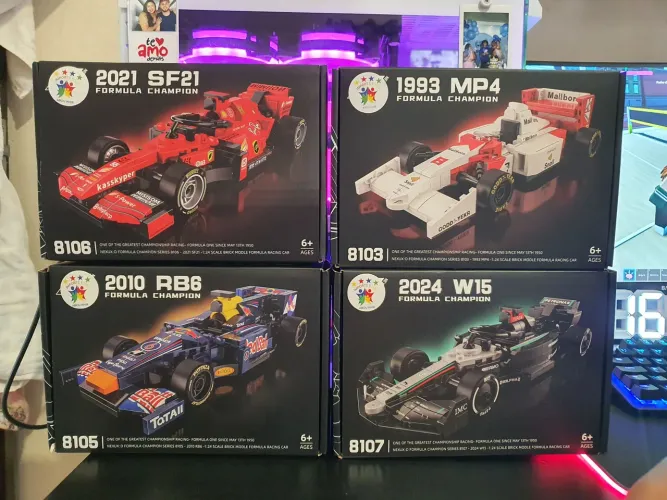 Carros de F1 de blocos de montar estilo lego, escala 1.24 com 246 peças