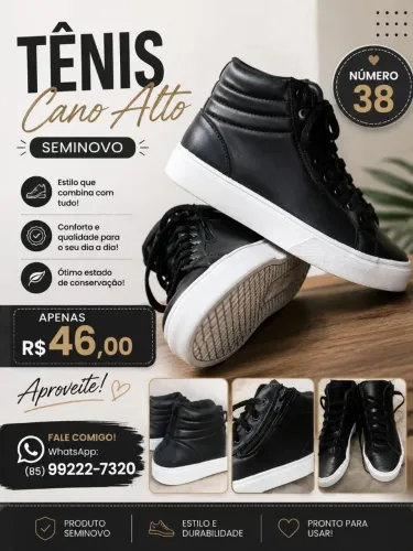 Tênis unissex cano alto