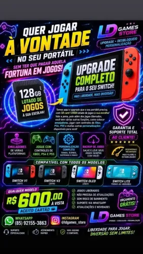 Liberte seu Nintendo switch mod chip com SD card 128gb lotado de jogos, sistema dualboot!