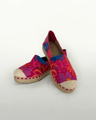 Espadrille Flatform Bordada Fechada Arezzo - Pink