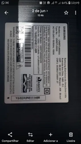 Vendo TV Samsung UN55TU8000 tela quebrada.
