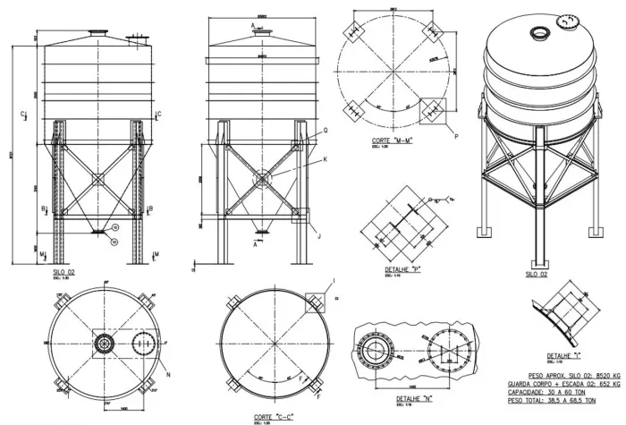 Silo Industrial Aço Carbono 25 a 90 Toneladas - Novo - Entrega Negociável