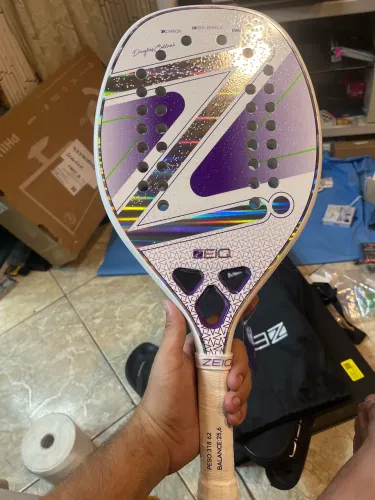Raquete De Beach Tennis Pro Violet Collani White Zeiq 3k
