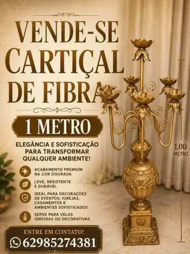 Vende-se castiçal em fibra, dourado 1mt e outros artigos...