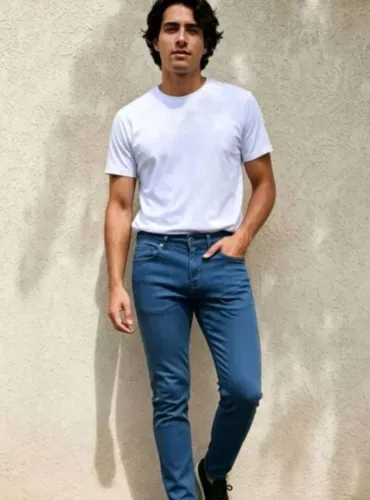 Calça Skinny Masculina Denim Collection Azul Petróleo