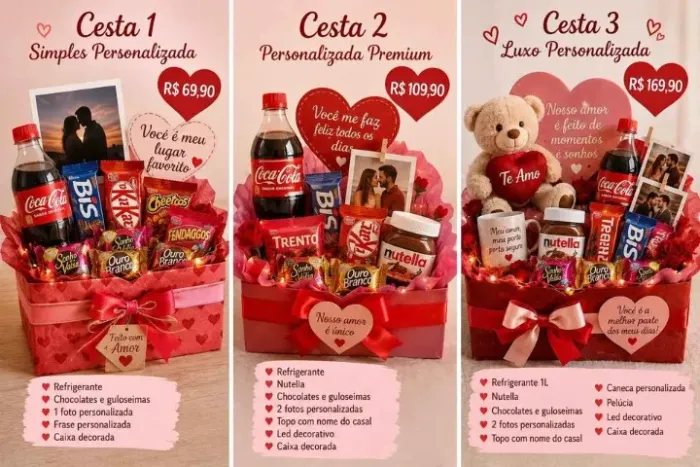 Cesta personalizada dia dos namorados, monte a sua!