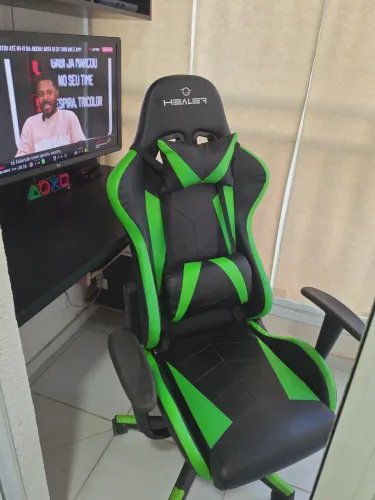 Cadeira Gamer Healer Preta e Verde - Muito Conservada