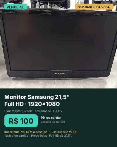 Monitor Samsung 21,5 polegadas Full HD (sem base)