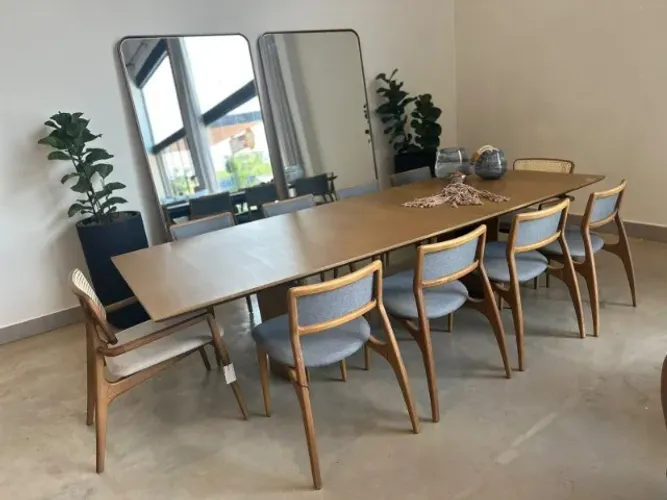 Mesa Madeira Lâmina Natural/ pés madeira maçiça 10 lugares 