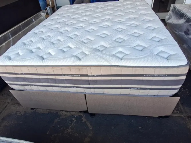 Cama box Queen size colchão F.A molas ensacadas bambu