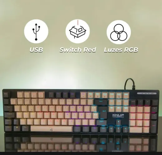 Teclado mecânico gamer RGB Switch Red Knup