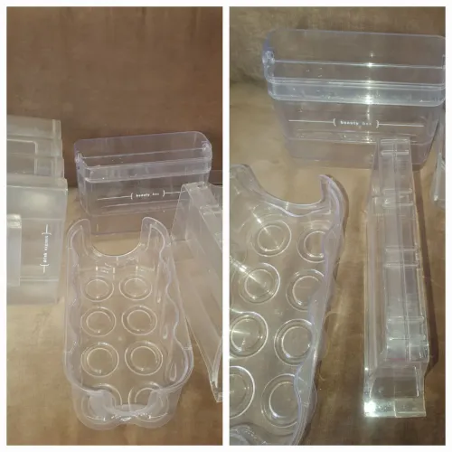 Mega Kit 7 Organizadores de Geladeira em Acrílico (Porta-Ovos c/ Alça, Latas e Gavetas)