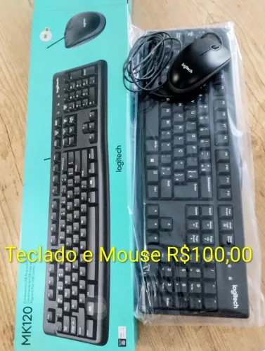 Teclado com mouse R$100,00 Novo, com fio.
