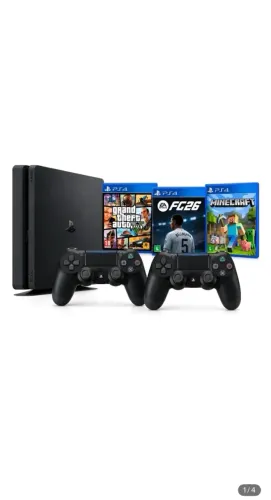 ENVIE MENSAGEM,Ps4 Slim 1tb + 2 Controles + 3 Jogos Envio Rápido