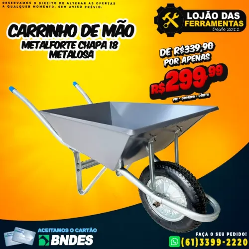 Carrinho de Mão Metalforte Chapa 18 Metalosa